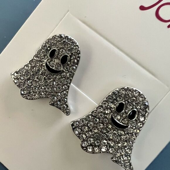 👻 Betsey Johnson Silver Sparkling Ghost Earrings 👻 - Picture 7 of 8